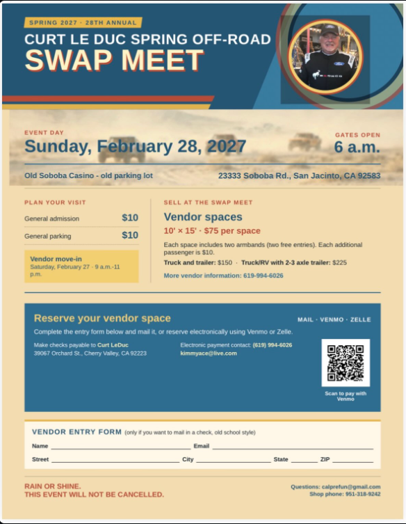 Curt LeDuc Spring Off Road Swap Meet logo